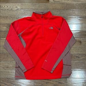 The North Face Red and Brown Fleece Pullover